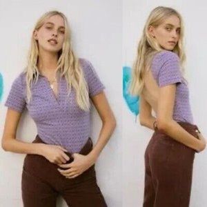 NWT - Zara Open Back Collared Bodysuit in Purple